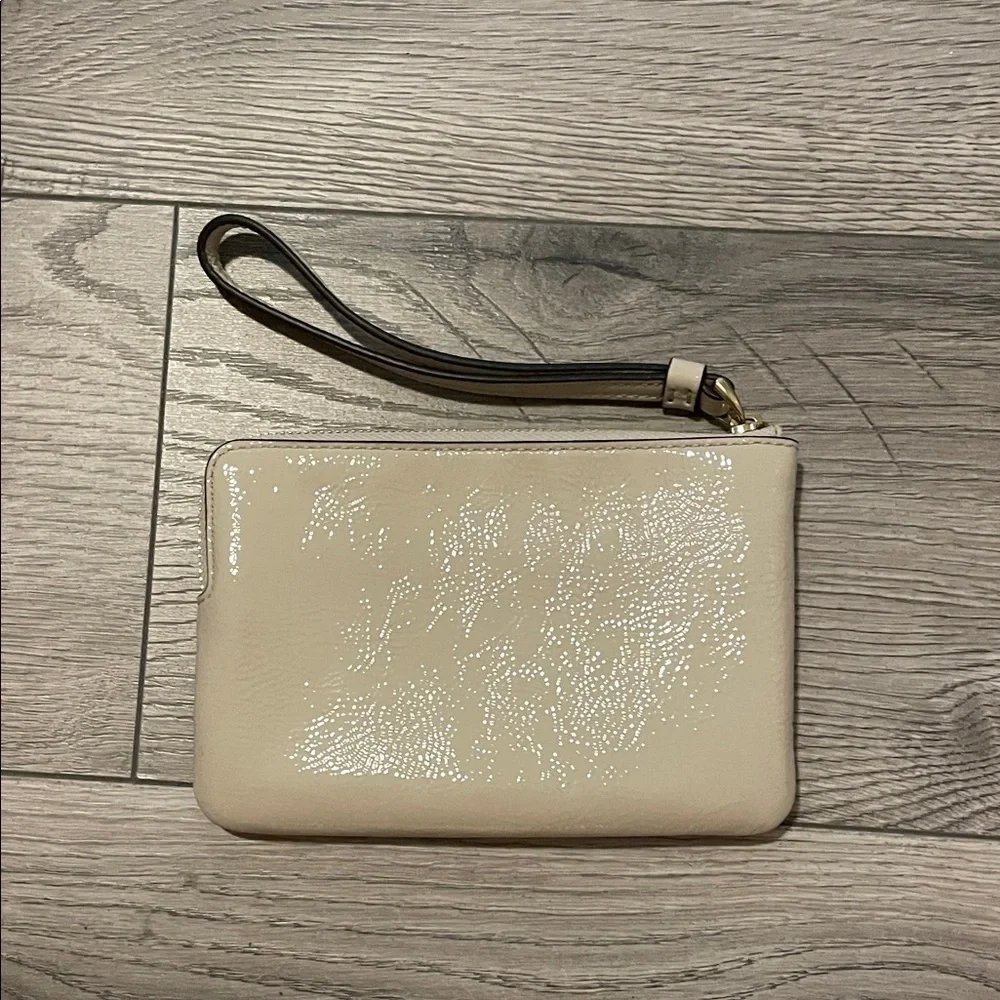Coach Glossy Beige Wristlet